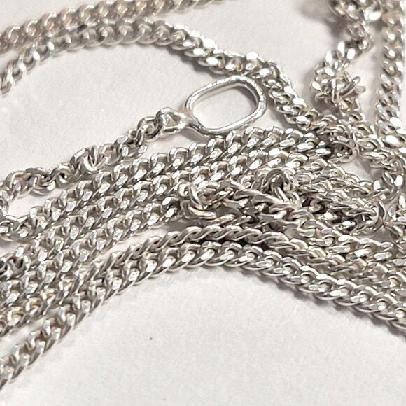 24 inch Sterling Silver Necklace, 925 Sterling Silver Italy 24 inch Silver Chain - Picture 4 of 15